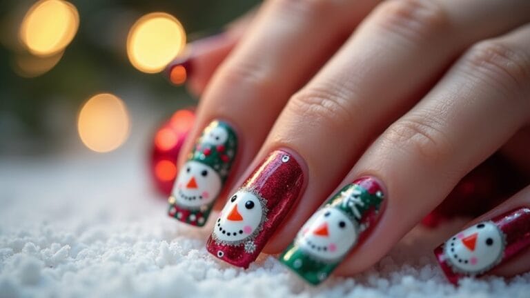 adorable snowmen nail designs