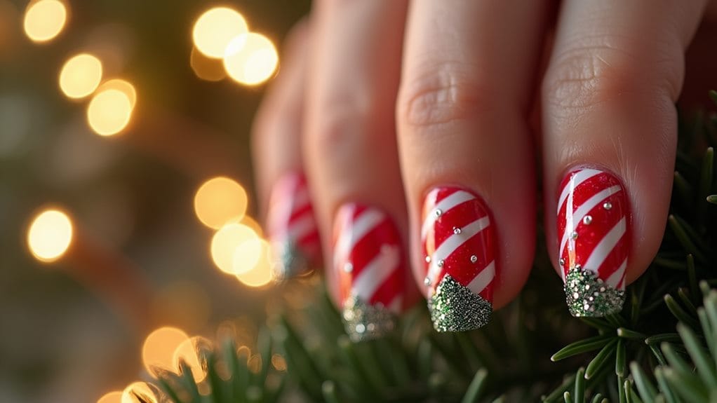 candy cane nail art