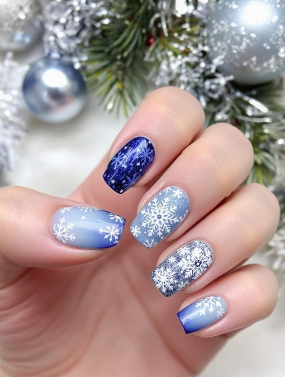 choosing blue christmas nail art