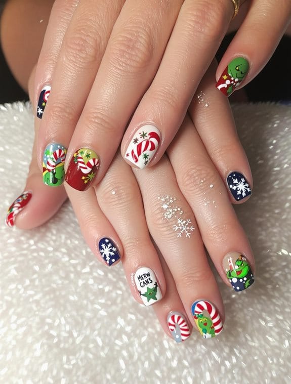 choosing grinch nail art