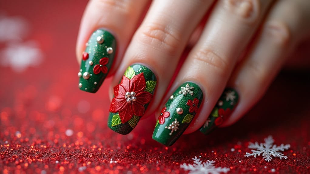 christmas flower nail art