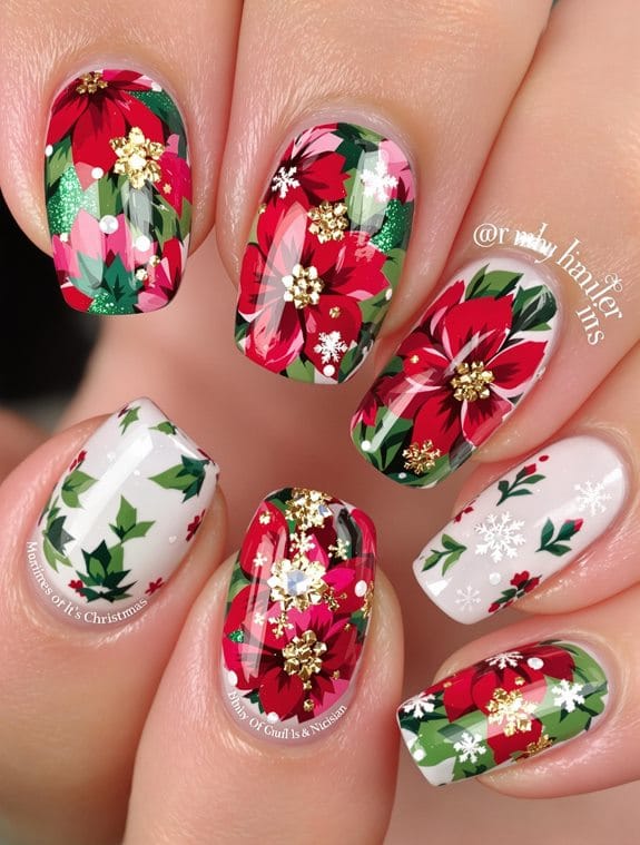 christmas flower nail art