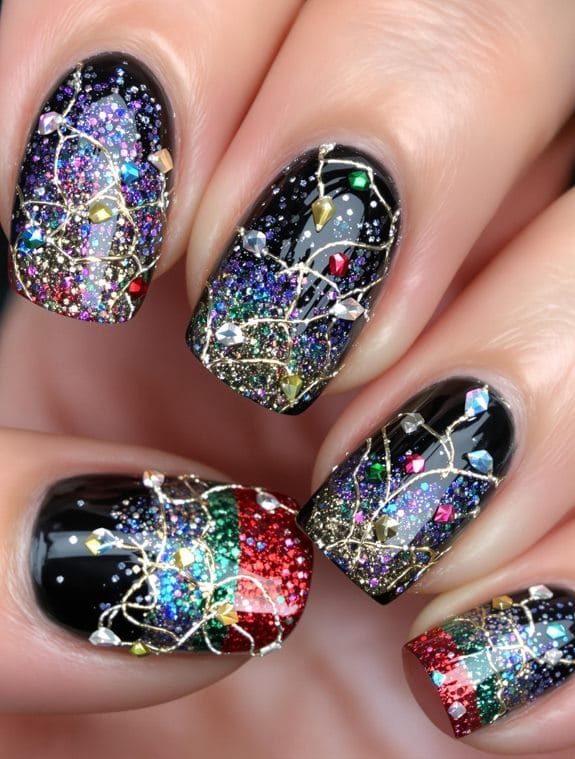 christmas lights nail design