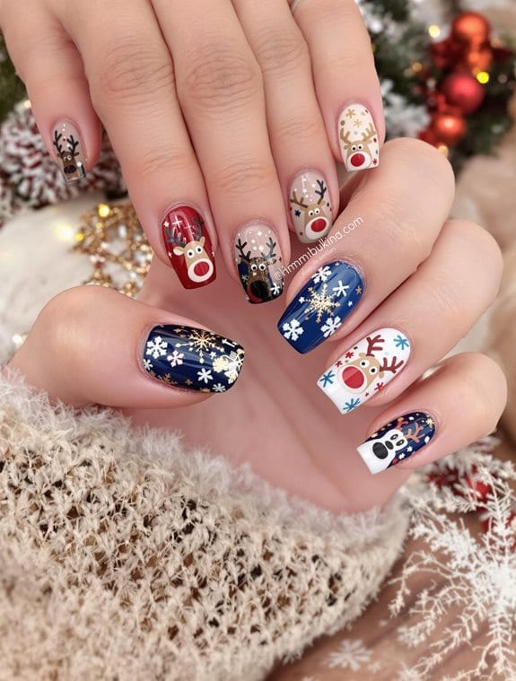 christmas reindeer nail art