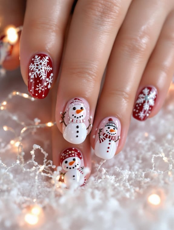 christmas snowman nail art