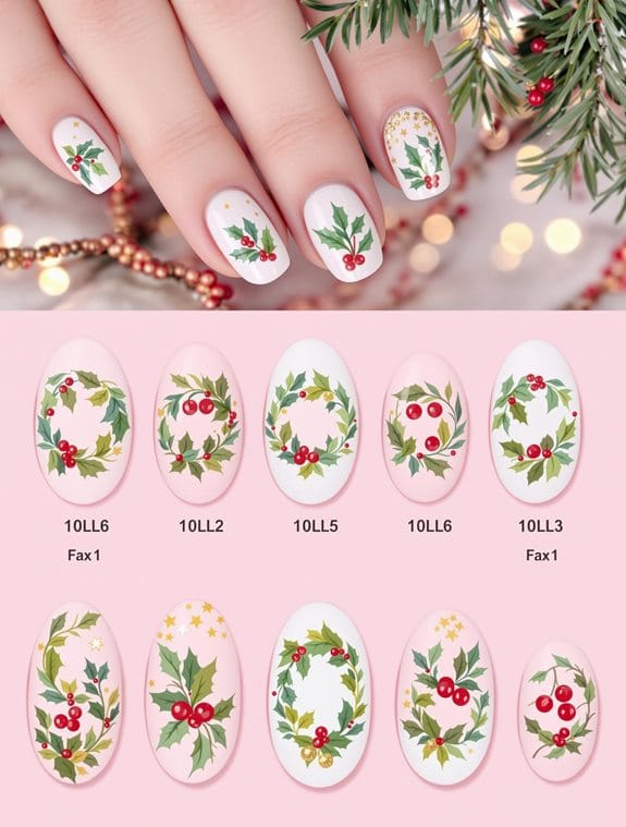 christmas wreath nail designs
