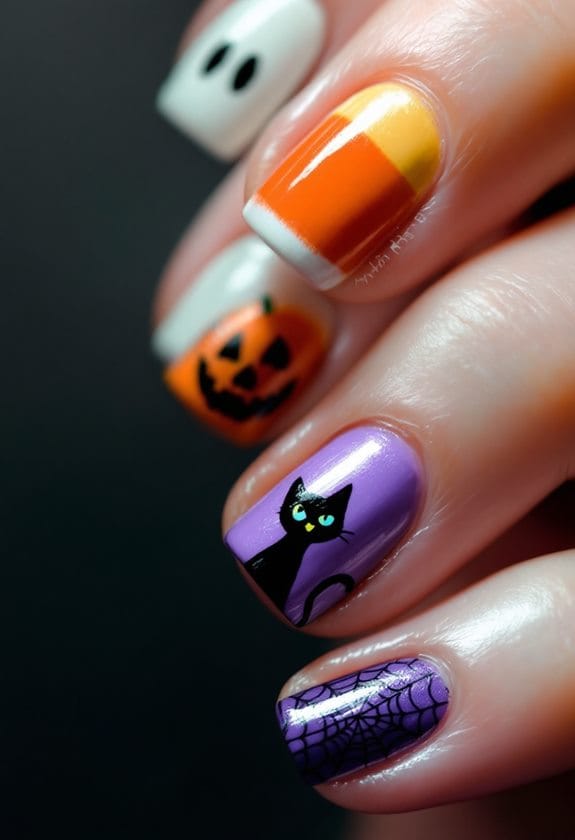 colorful spooky nail art
