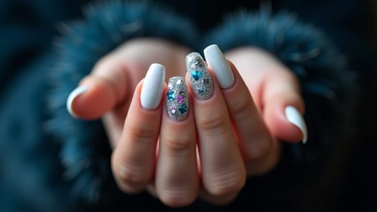 delicate snowflake nail art
