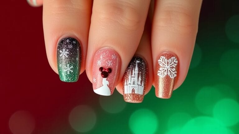 disney themed christmas nail art