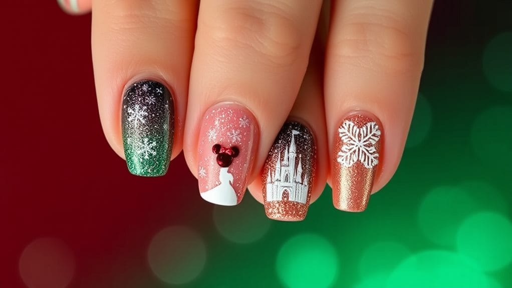 disney themed christmas nail art