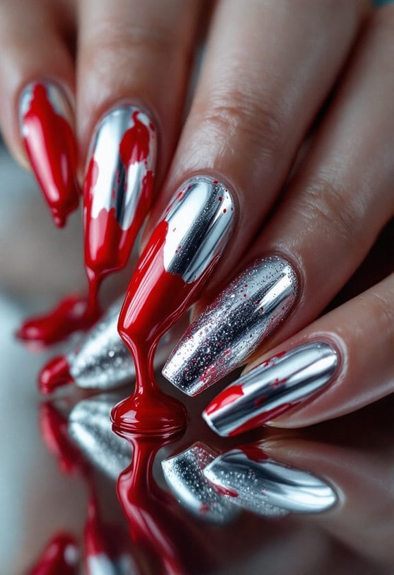 edgy blood drip nail art