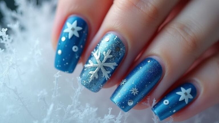 festive blue nail art