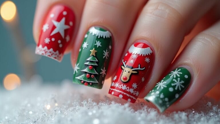 festive christmas jumper nail art