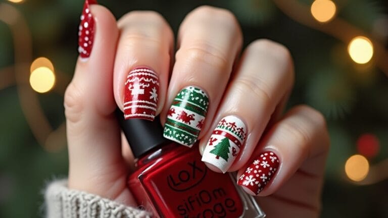 festive christmas sweater nail art