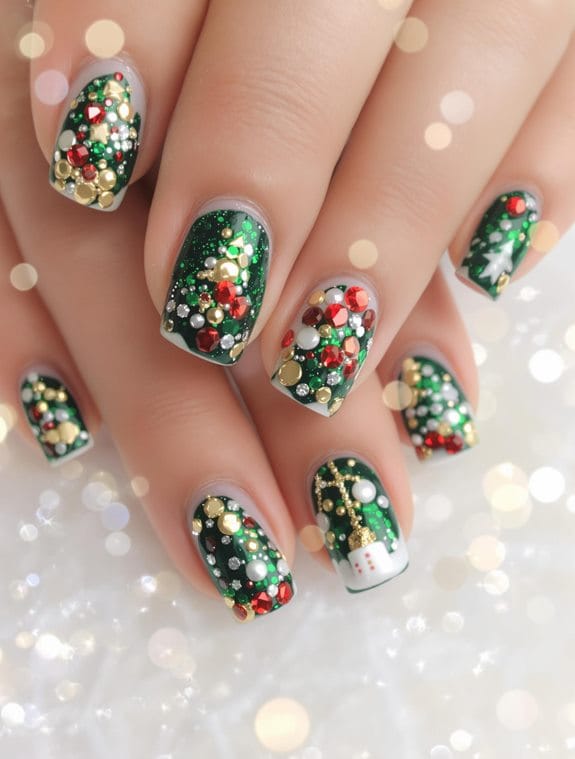 festive christmas tree nail art