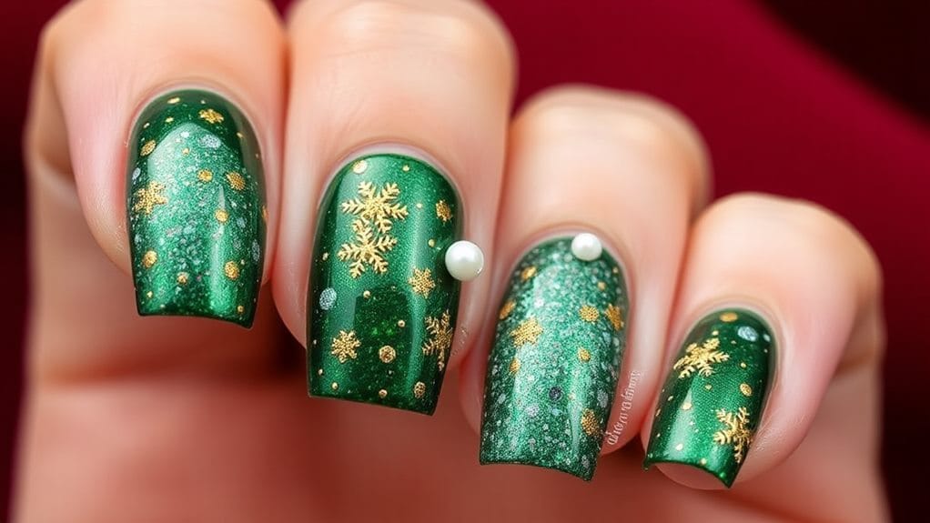 festive green christmas nail art