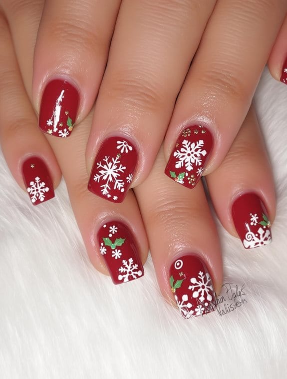 festive red christmas nails