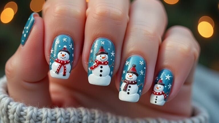 festive snowman nail art