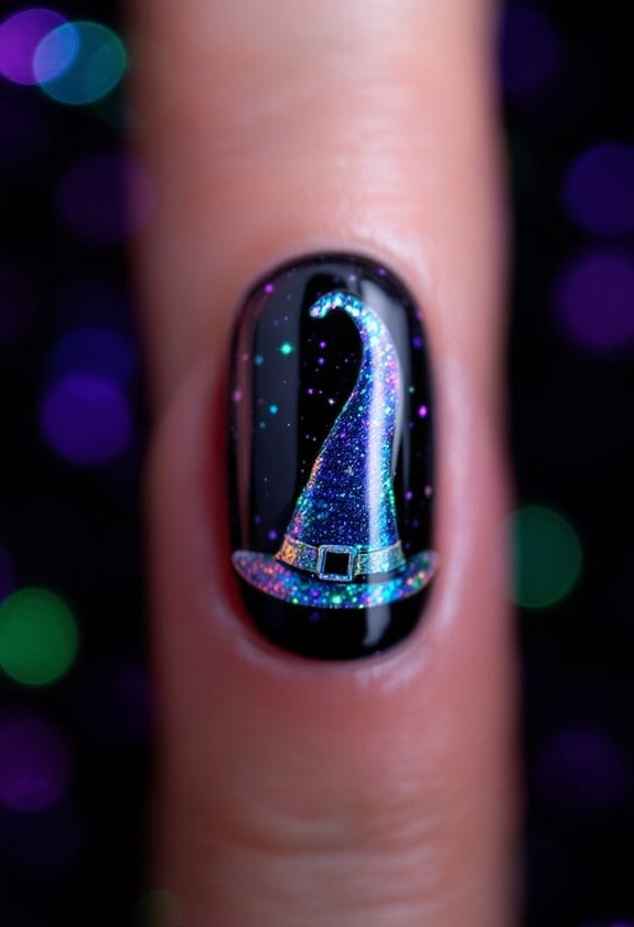 holographic witch hat decoration