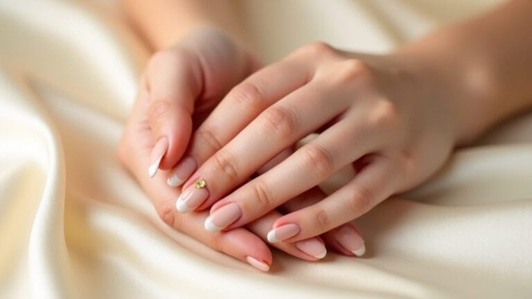 nude and gold nails