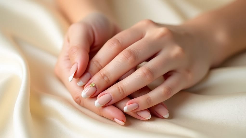 nude and gold nails