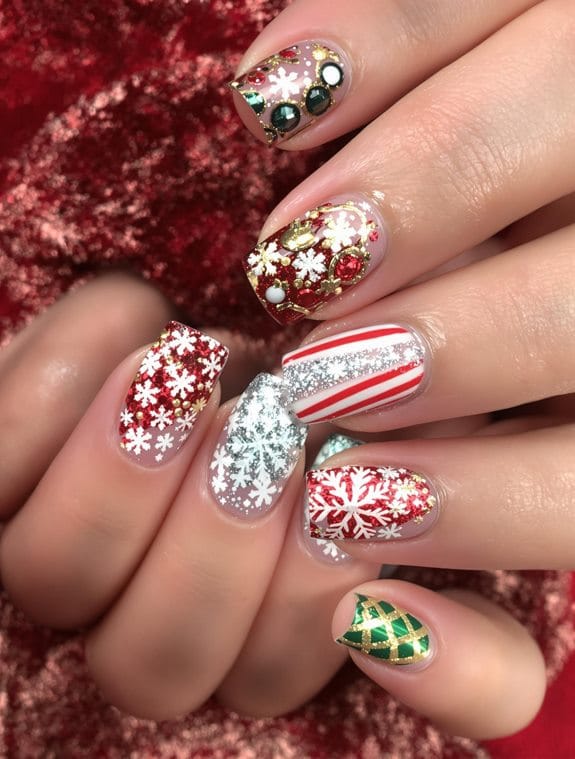 sparkling christmas gel nail designs