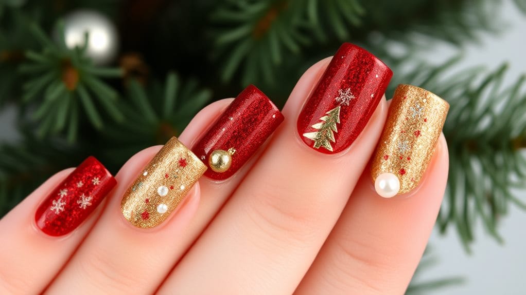 sparkling christmas nail art