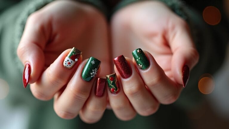 sparkling christmas nail designs