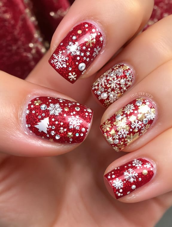sparkling christmas nail designs