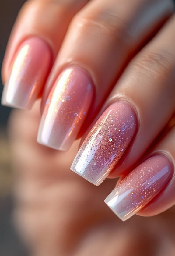 sparkly chrome french manicure