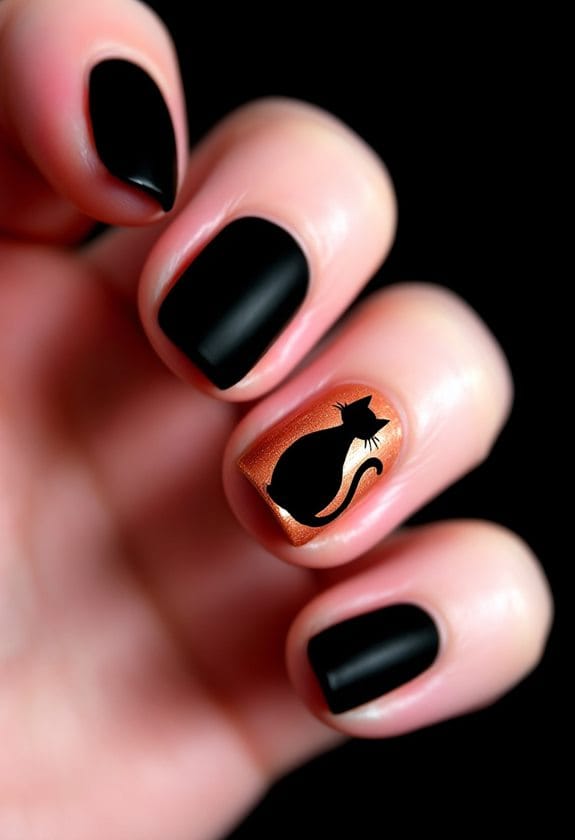 spooky feline nail art