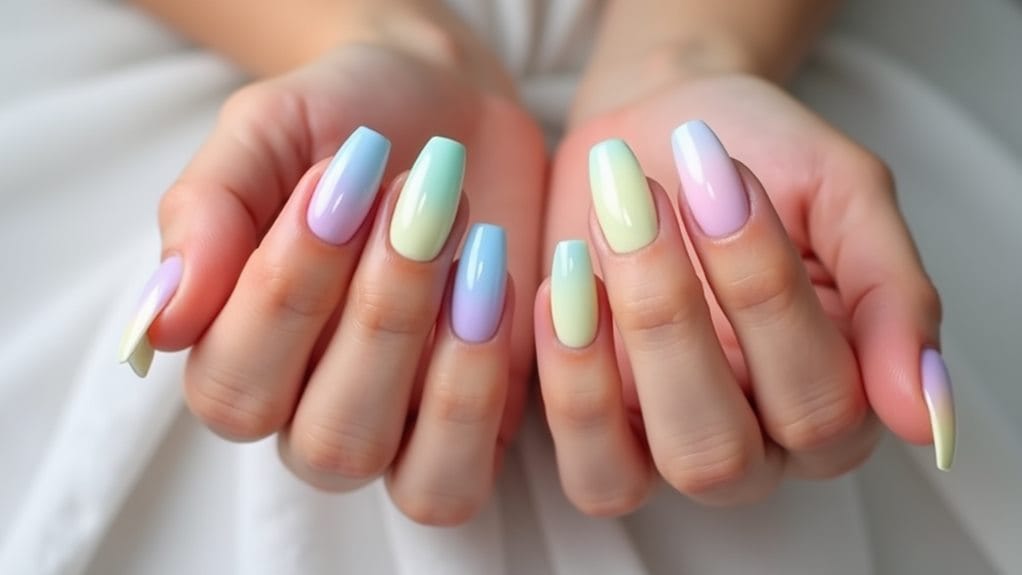 spring pastel rainbow nails