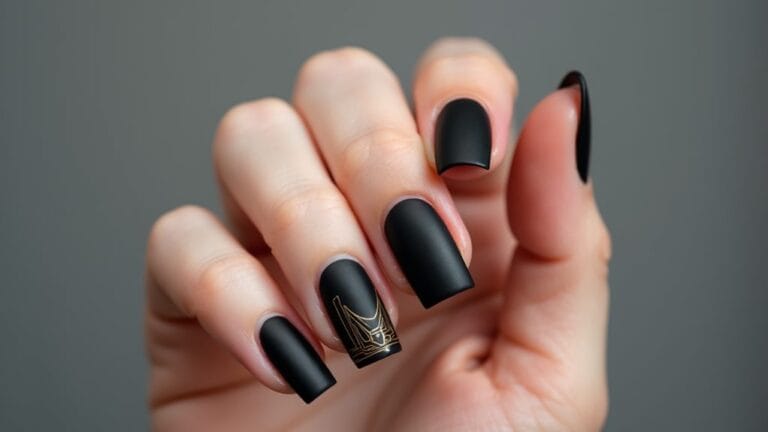 stylish matte black nails