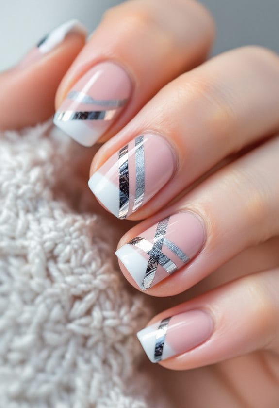 tape assisted french manicure