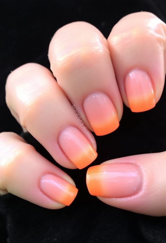 vibrant orange gradient nails